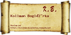 Kollman Boglárka névjegykártya