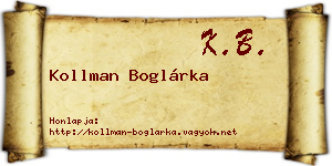 Kollman Boglárka névjegykártya